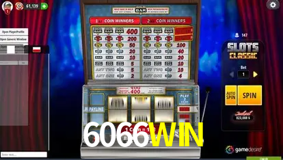 Catálogo de jogos 6066WIN com fornecedores Pragmatic Play, Evolution, NetEnt